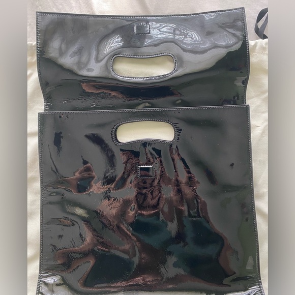 Helmut Lang NWT Black Patent Leather Flap Tote Bag - Picture 3 of 6